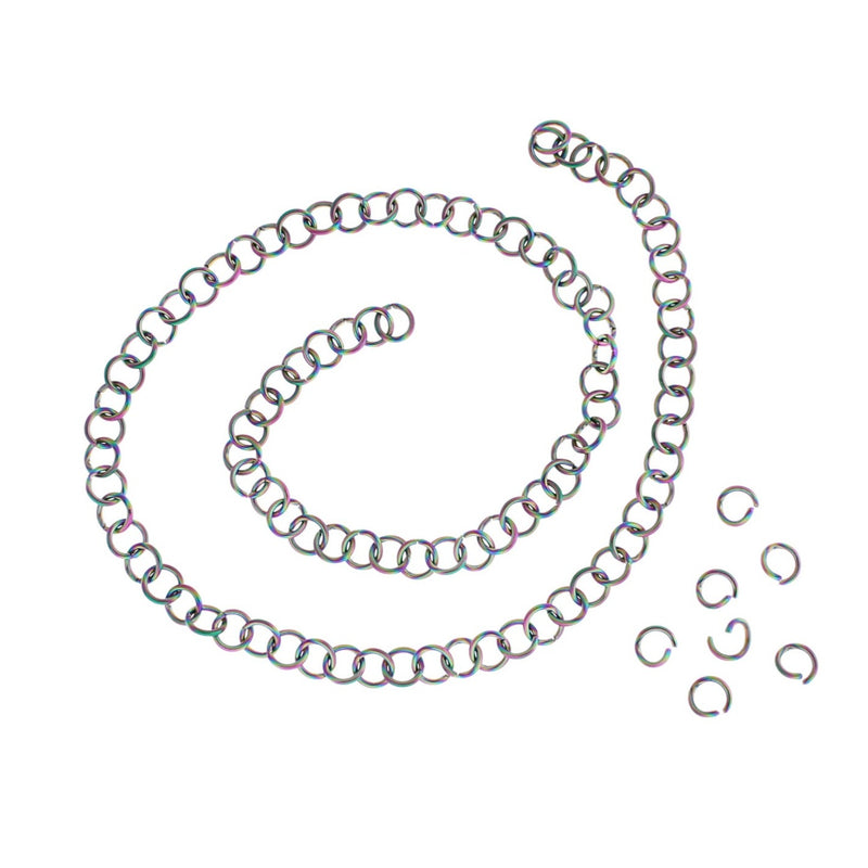 Rainbow Electroplated Stainless Steel Jump Rings 5mm x 0.8mm - Open 20 Gauge - 20 Rings - SS105