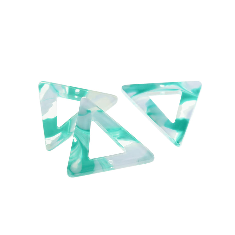 4 Turquoise Swirl Triangle Resin Charms - K542