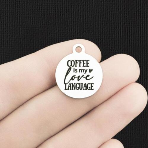 Breloques en acier inoxydable café - est mon langage d'amour - BFS001-6222