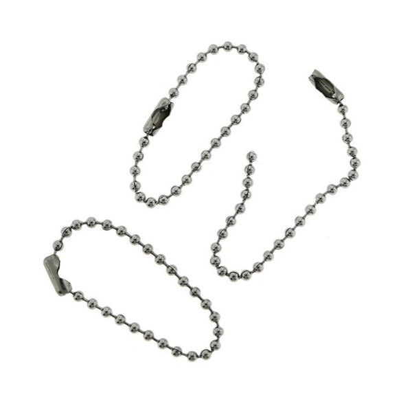 Porte-clés chaîne à billes en acier inoxydable 98 mm - 2,5 mm - 6 porte-clés - FD794