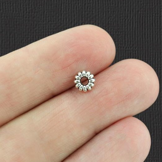 Perles d'espacement marguerite 6,5 mm - ton argent antique - 50 perles - SC5104