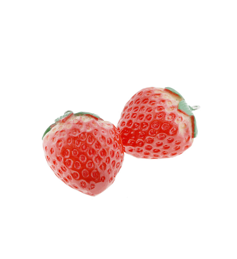 2 breloques en résine fraise 2 faces - K052