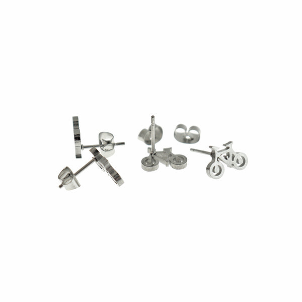 Stainless Steel Earrings - Bicycle Studs - 10mm - 2 Pieces 1 Pair - ER893