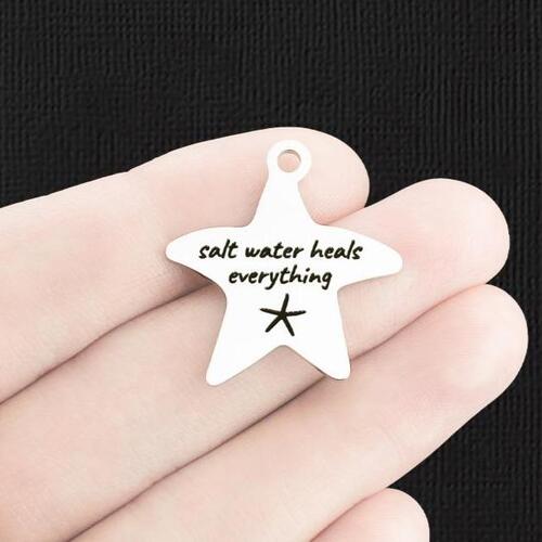 Beach Stainless Steel Starfish Charms - Salt water heals everything - BFS019-6344