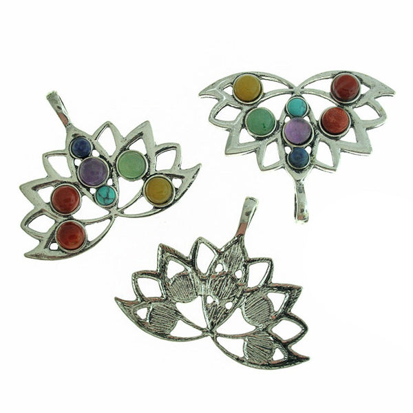 Pendentif Chakra Fleur de Lotus en Pierres Précieuses Naturelles - GEM107