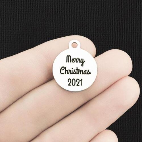 Merry Christmas 2021 Stainless Steel Charms - BFS001-6378