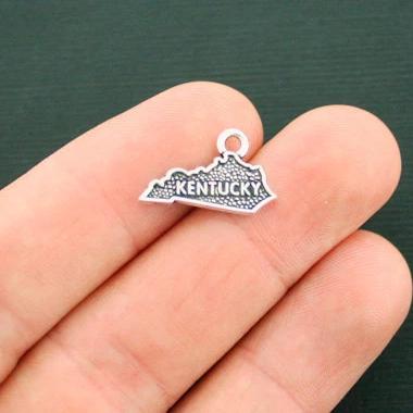 4 Kentucky State Antique Silver Tone Charms 2 Sided - SC6338