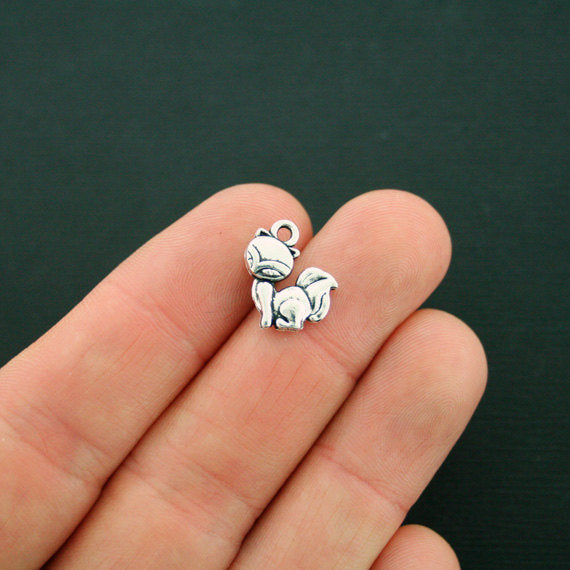 12 Fox Antique Silver Tone Charms 2 Sided - SC4230