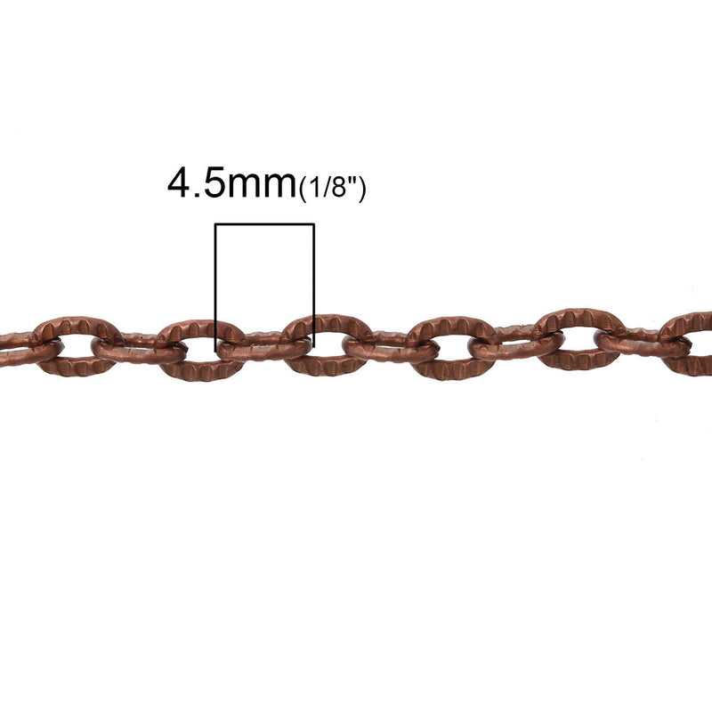 Bulk Antique Copper Tone Cable Chain 32Ft - 3mm - FD291
