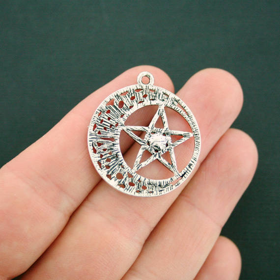 4 breloques de ton argent antique noeud celtique pentagramme - SC7085