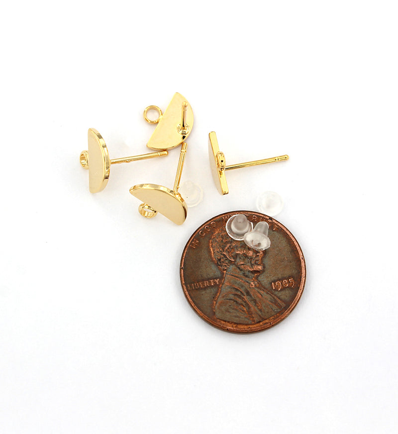 Boucles d'oreilles dorées - Bases de clous - 10 mm x 8 mm - 2 pièces 1 paire - Z955