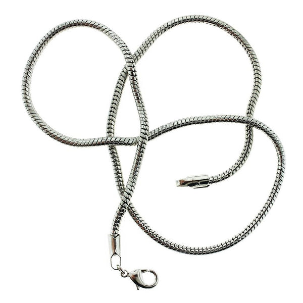 Silver Brass Snake Chain Necklaces 18" - 2mm - 5 Necklaces - N558