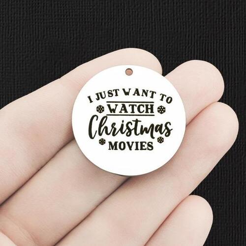 Christmas Movies Stainless Steel 30mm Round Charms - I just want to watch - BFS010-6406