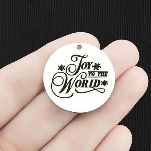 Joy to the World Stainless Steel 30mm Round Charms - BFS010-6409