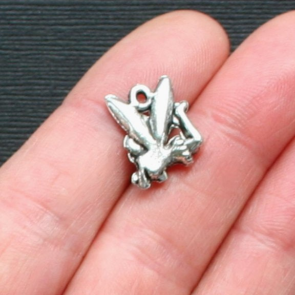 5 Fairy Antique Silver Tone Charms 2 Sided - SC1452