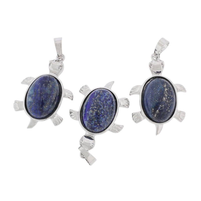 Natural Lapis Lazuli Gemstone Turtle Pendant - GEM114