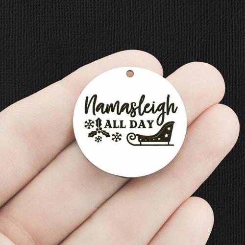 Namasleigh All Day Stainless Steel 30mm Round Charms - BFS010-6411
