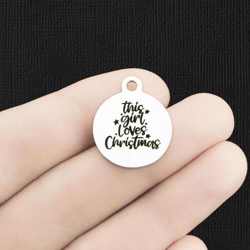 Christmas Stainless Steel Charms - This girl loves - BFS001-6439