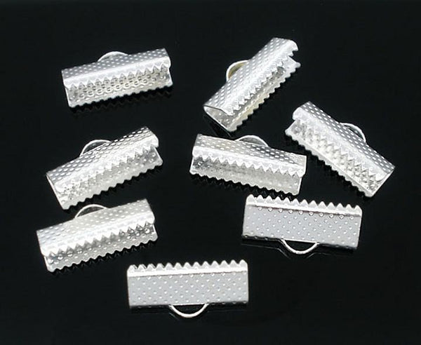 Embouts de ruban argenté - 16 mm x 7,5 mm - 50 pièces - FD062