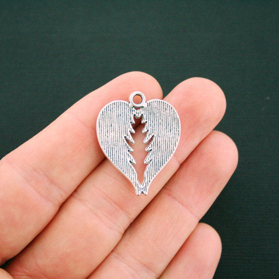 BULK 30 Angel Wing Heart Antique Silver Tone Charms - SC6133