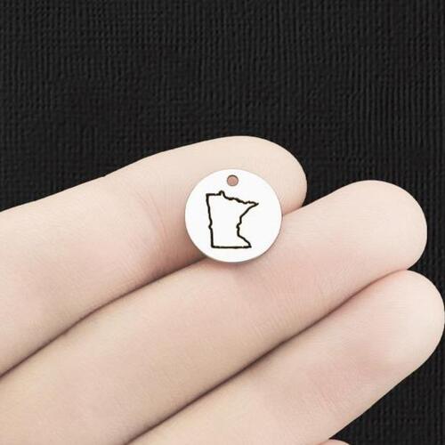 Breloques rondes 13 mm en acier inoxydable de l'état du Minnesota - BFS007-6518