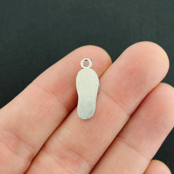 5 Flip Flop Antique Silver Tone Charms - SC7946