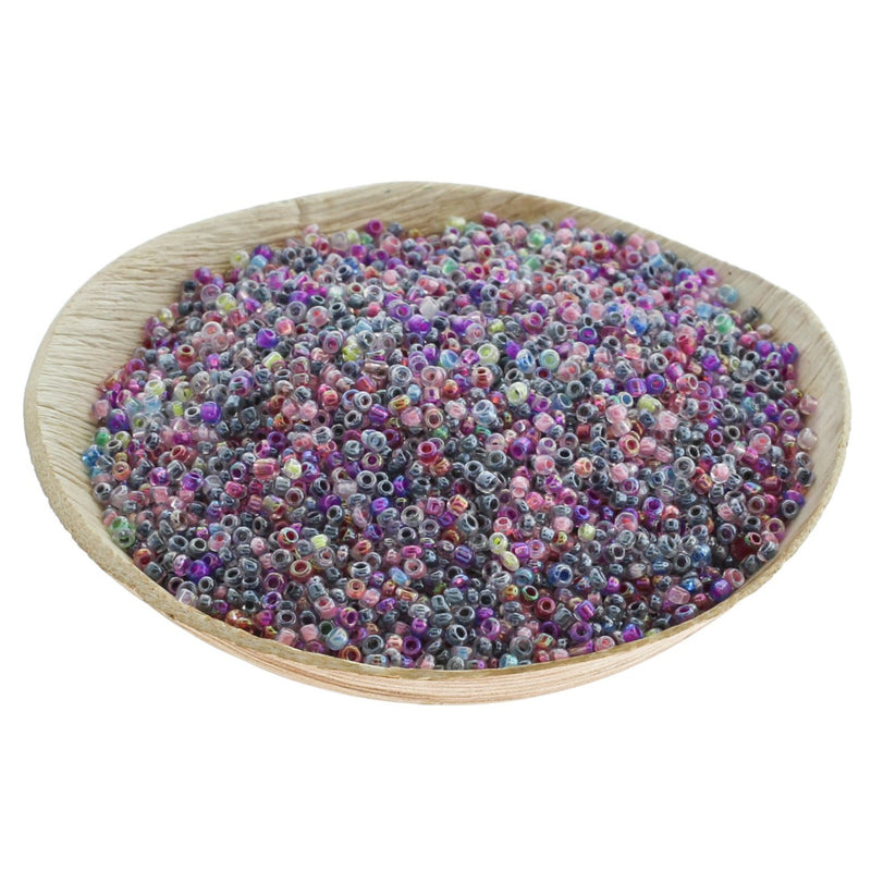 Seed Glass Beads 12/0 2mm - Assorted Transparent Rainbow - 50g 4800 beads - BD547