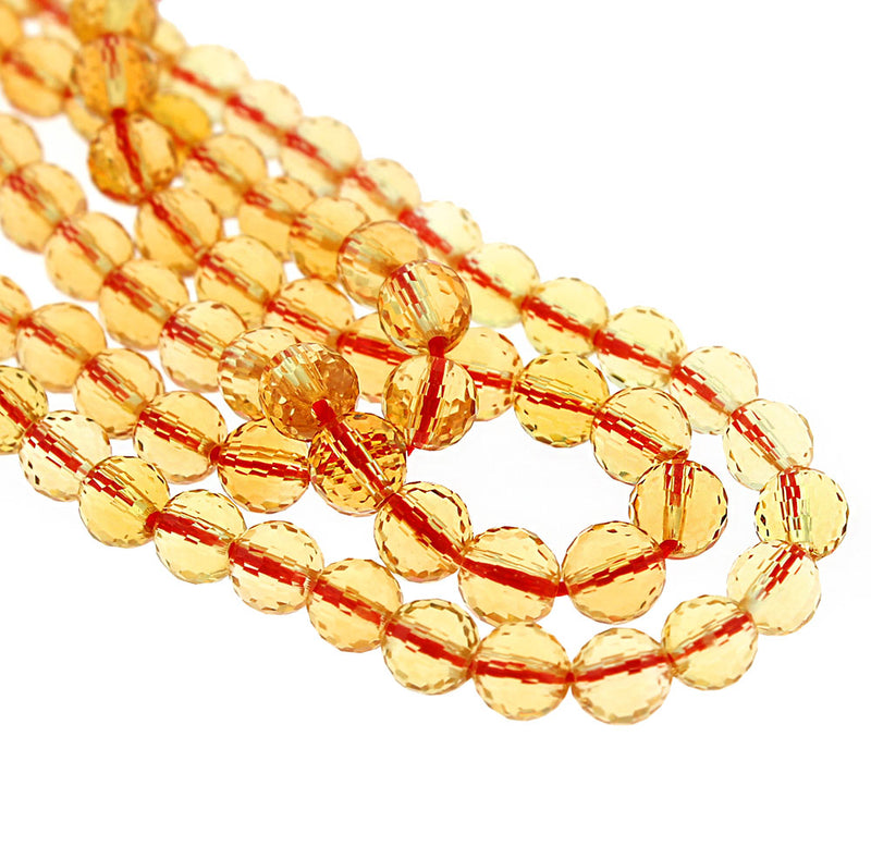 Faceted Natural Citrine Beads 6mm - Soft Yellow - 10 Beads - BD1434