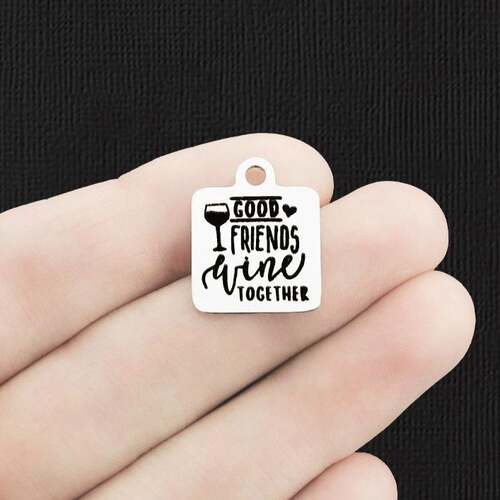 Breloques en acier inoxydable Good Friends - Wine Together - BFS013-6560