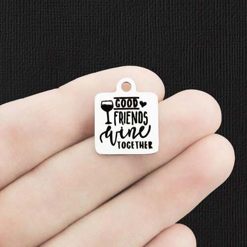 Good Friends Stainless Steel Charms - Wine Together - BFS013-6560