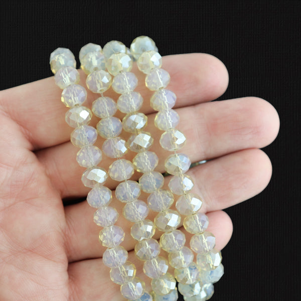 Perles de Verre à Facettes 8mm x 5mm - Or Métallisé - 1 Rang 70 Perles - BD1645