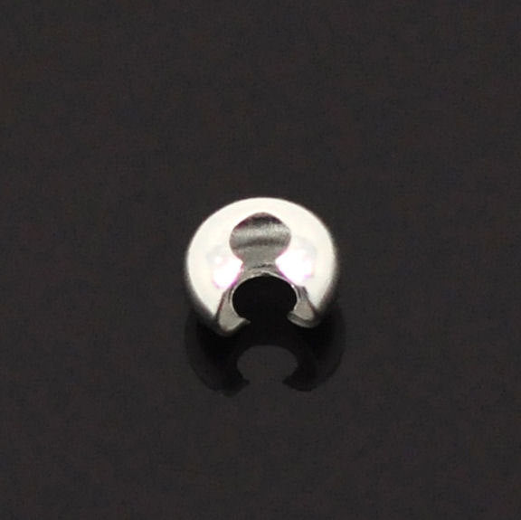 Silver Tone Crimp Bead Covers - 6mm Open, 5mm Closed - 100 Pieces - FD046
