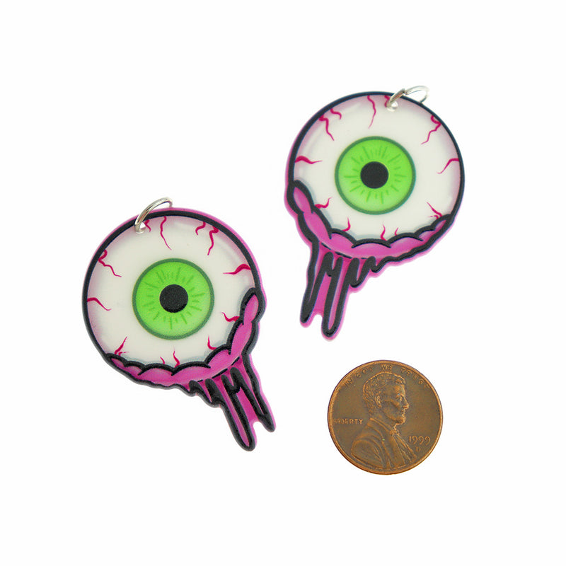 Zombie Eyeball Acrylic Charm 2 Sided - K618