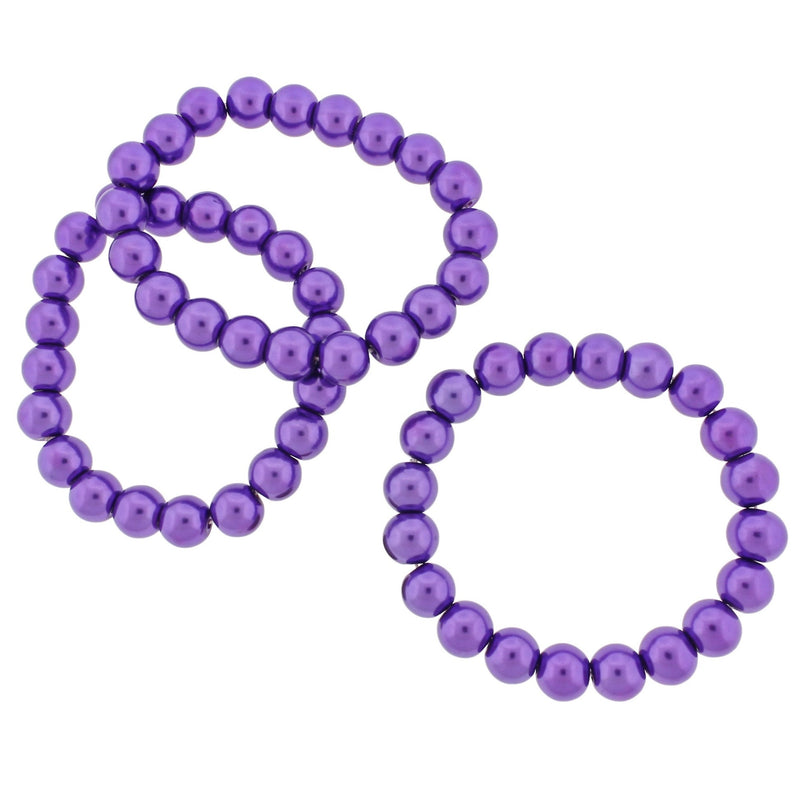 Round Acrylic Bead Bracelet - 45mm - Royal Purple - 1 Bracelet - BB016