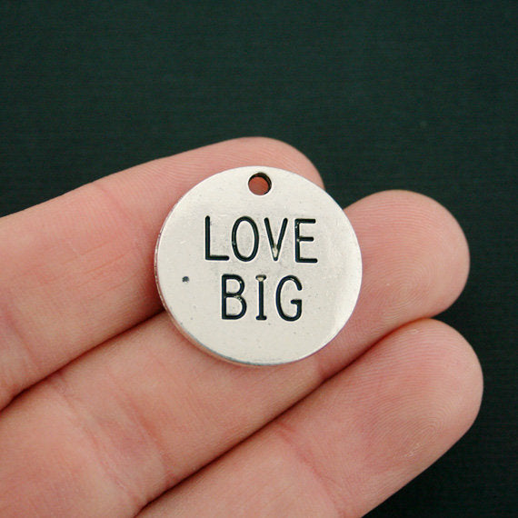 SALE 4 Love Big Antique Silver Tone Charms - SC7584