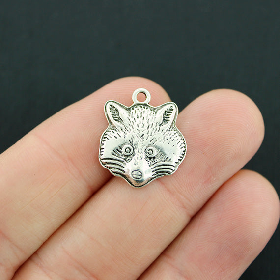 4 Raccoon Antique Silver Tone Charms 2 Sided - SC1963
