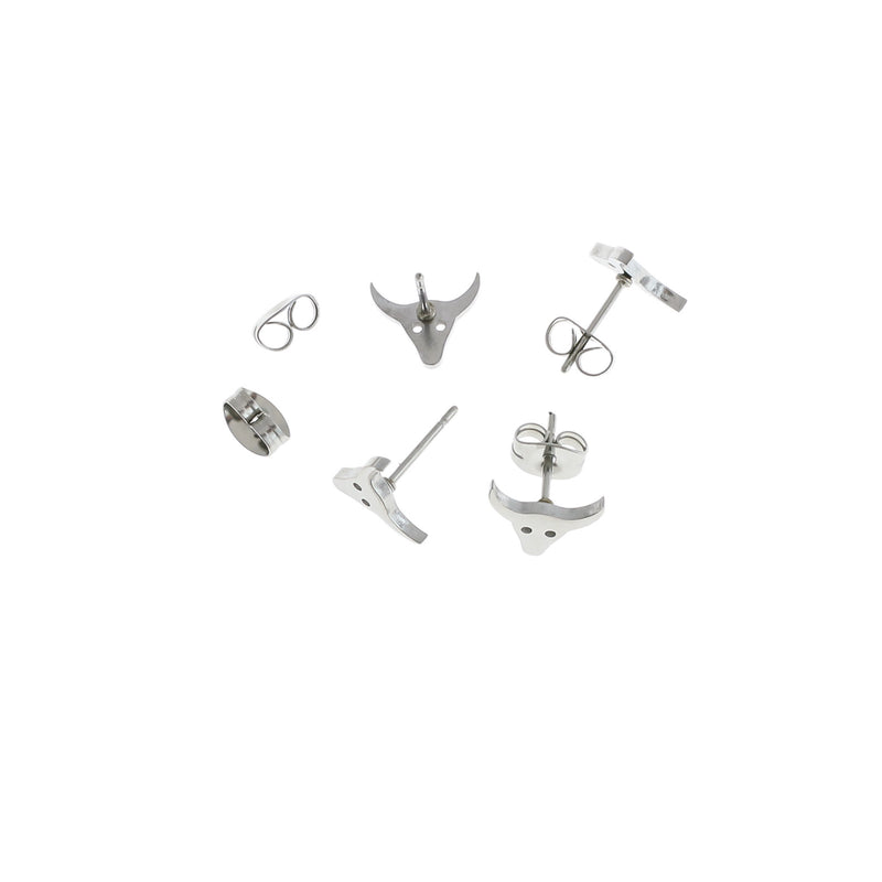 Boucles d'oreilles en acier inoxydable - clous de taureau - 10 mm x 8 mm - 2 pièces 1 paire - ER416
