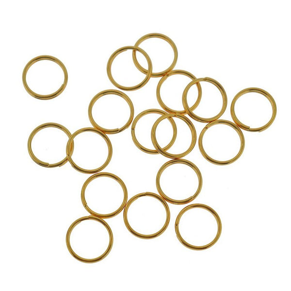 Gold Stainless Steel Split Rings 12mm x 2mm - Open 12 Gauge - 10 Rings - SS093
