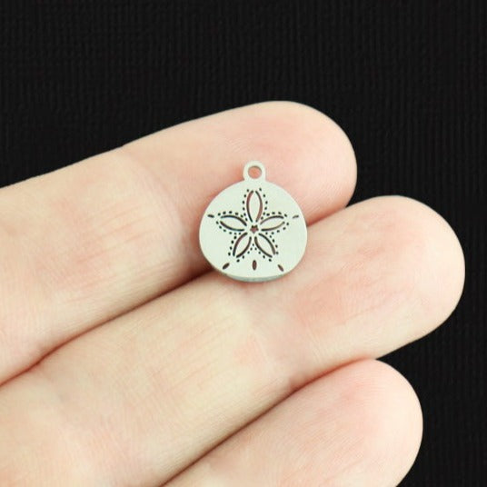 2 Sand Dollar Stainless Steel Charms 2 Sided - SSP552