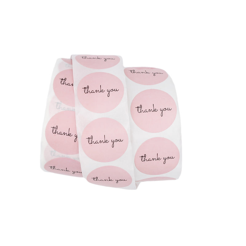 BULK 500 Pink Thank You Self-Adhesive Paper Gift Tags - Full Roll - TL147