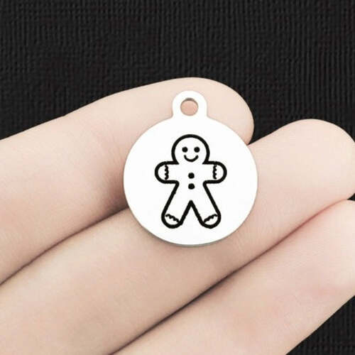 Gingerbread Man Stainless Steel Charms - BFS001-6650