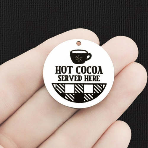 Hot Cocoa Stainless Steel 30mm Round Charms - Served Here - BFS010-6672