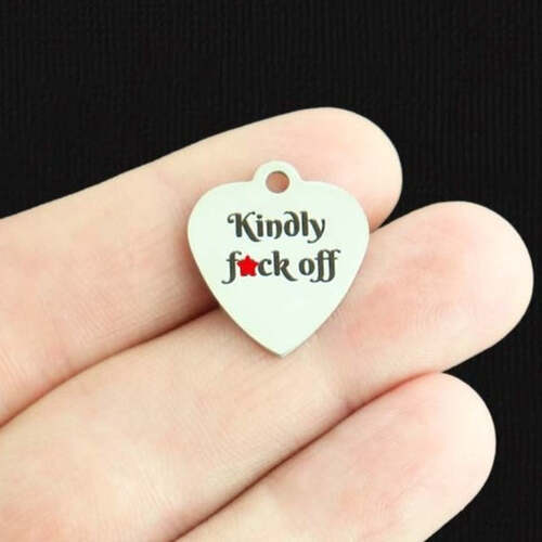 Kindly F * ck Off Breloques en acier inoxydable - BFS011-6687