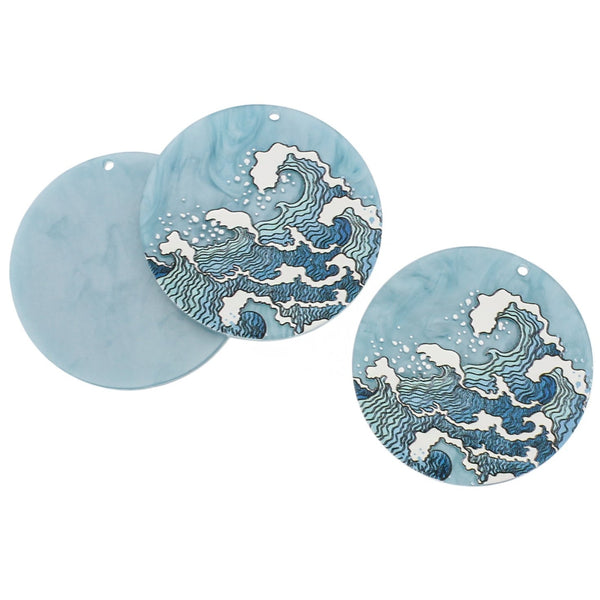 2 Ocean Wave Acrylic Charms - K108