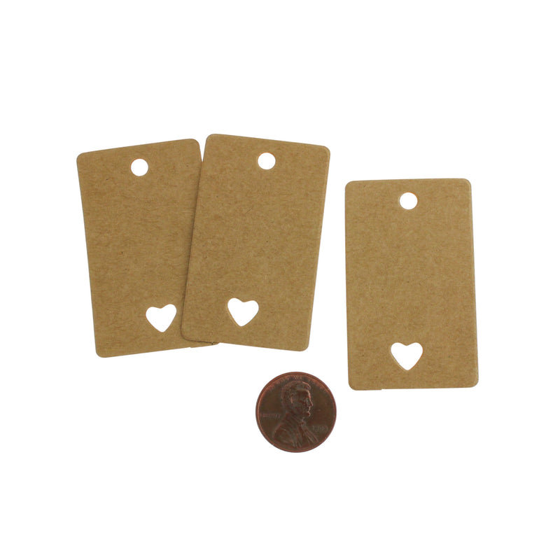BULK 250 étiquettes en papier marron avec découpe coeur - TL131