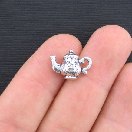 5 Tea Pot Antique Silver Tone Charms 3D - SC1601