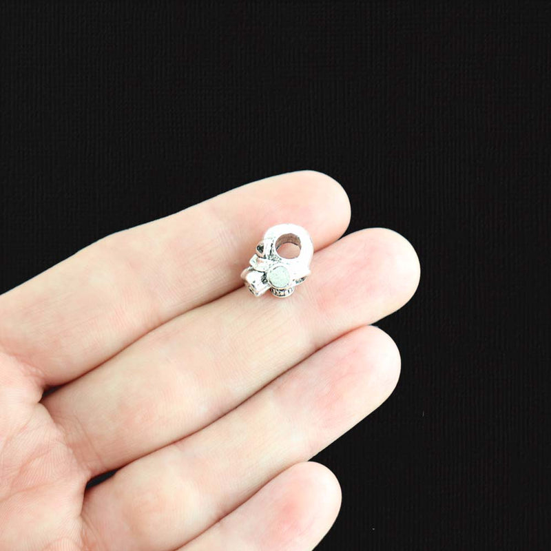 Gas Mask Spacer Beads 13mm x 11mm - Antique Silver Tone - 2 Beads - SC2605
