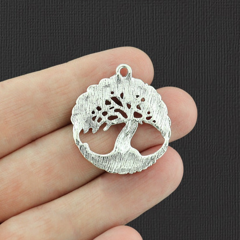 4 Tree of Life Antique Silver Tone Charms - SC4829