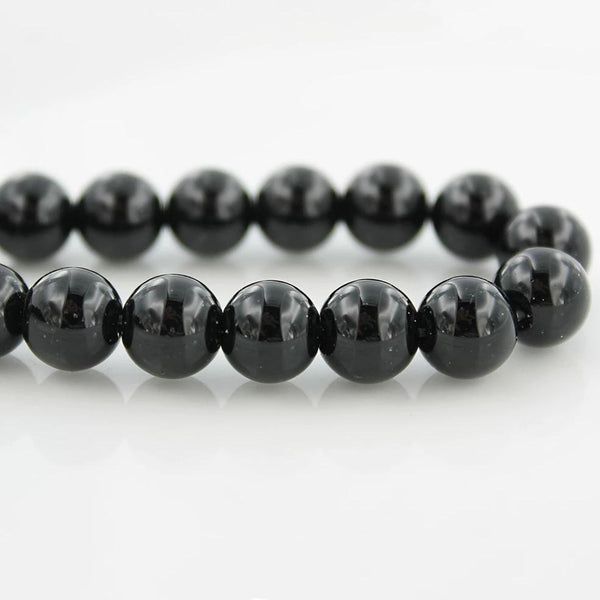 Round Natural Agate Beads 12mm - Onyx Black - 15 Beads - BD083