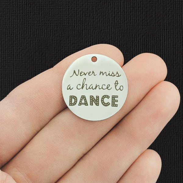 2 Never Miss A Chance To Dance Silver Tone Stainless Steel Charms - SSP027